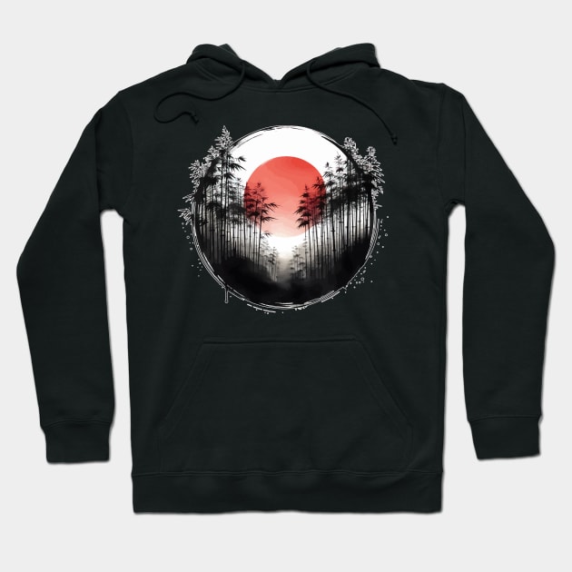 Bamboo Forest Sumie Enso Circle Hoodie by TomFrontierArt